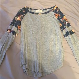 gray and floral long sleeve